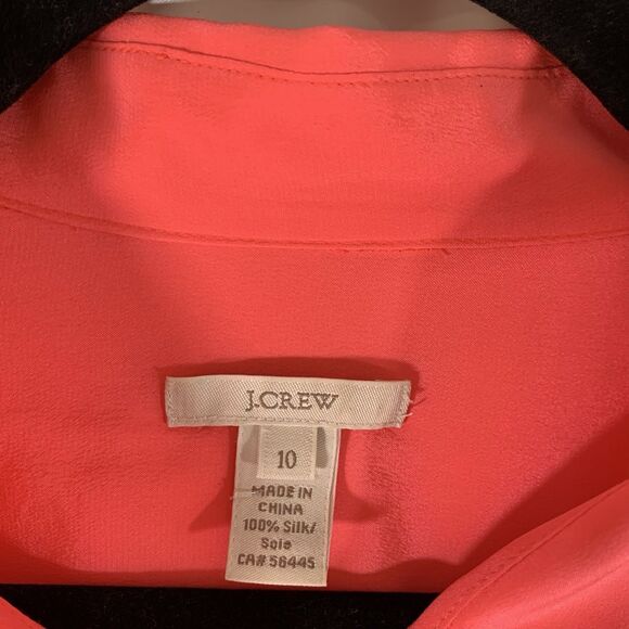 J. Crew 100% Silk Blouse Women's 10 Hot Pink Long Sleeve Button Up Lightweight - Picture 2 of 11